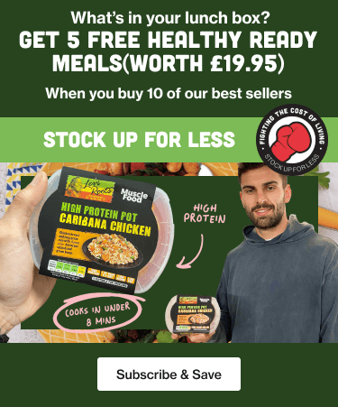 Adam Collard holding a healthy lunch pot with caption 5 free lunches when you buy 10
