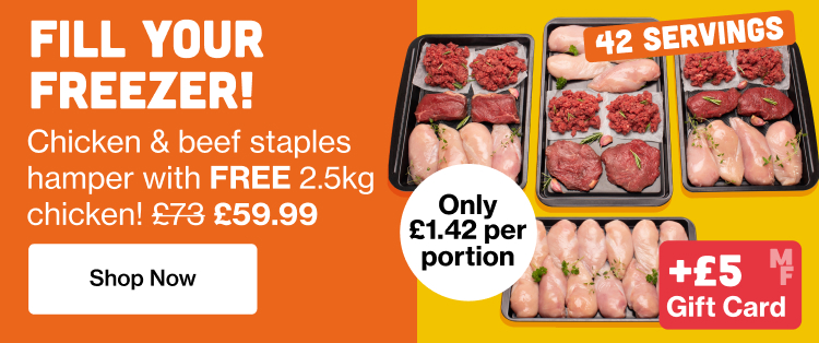 Fill your freezer with chicken and beef staples hamper with free 2.5kg chicken + £5 gift card
