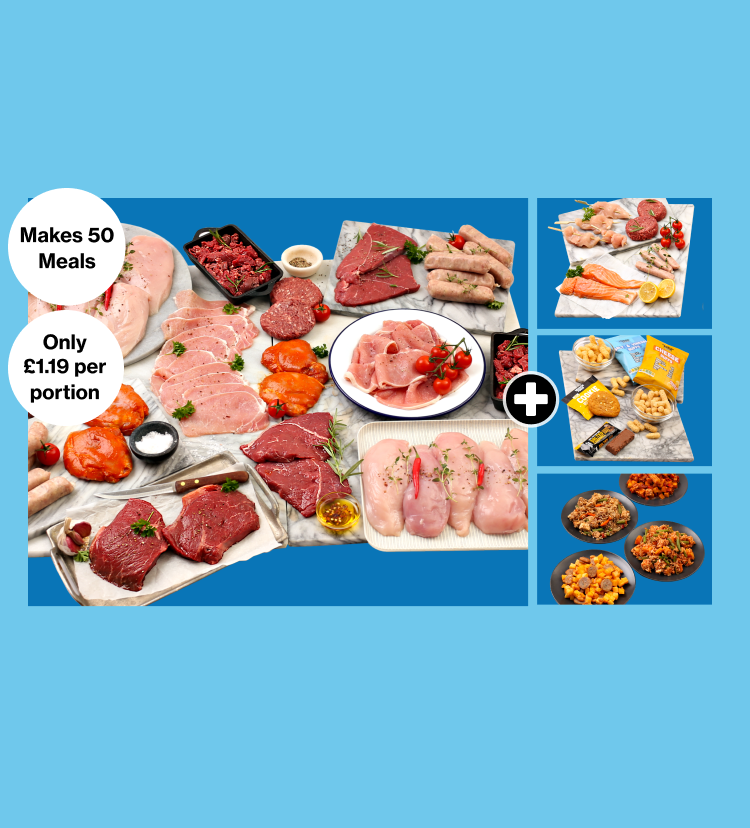 A large amount of various raw meats arranged on three baking trays