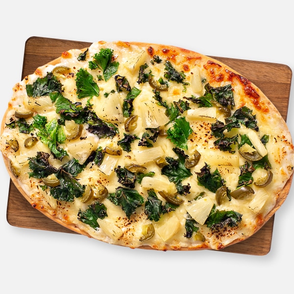 Jalapeno, Pineapple and Kale Pizza