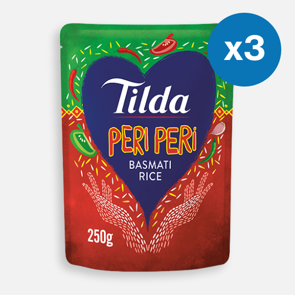 3 x 250g Tilda Microwave Peri Peri Basmati Rice