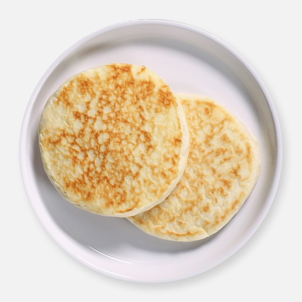2 Plain pancakes on a plate